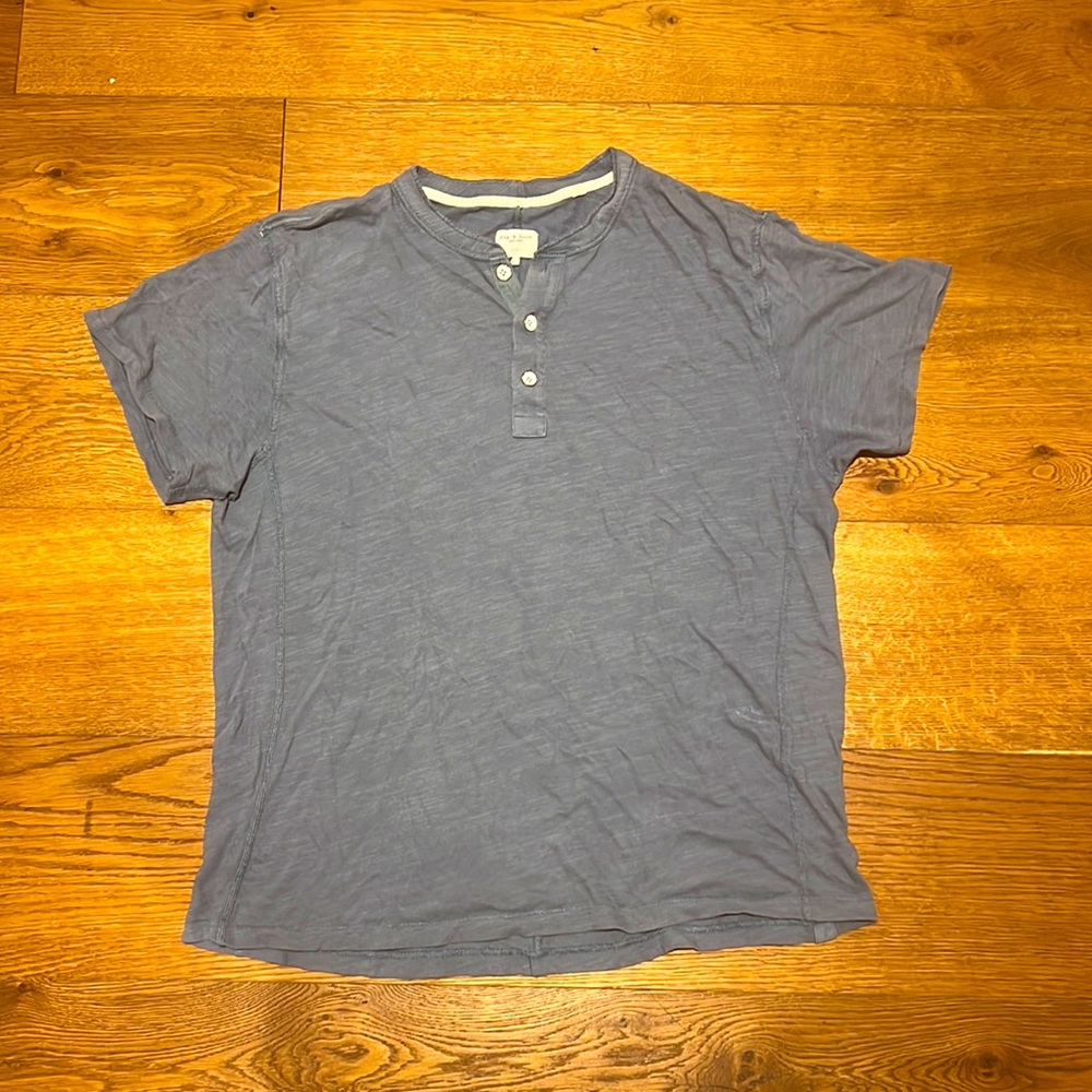 Rag & Bone Classic Cotton Henley Blue Size Large. Worn but good condition.